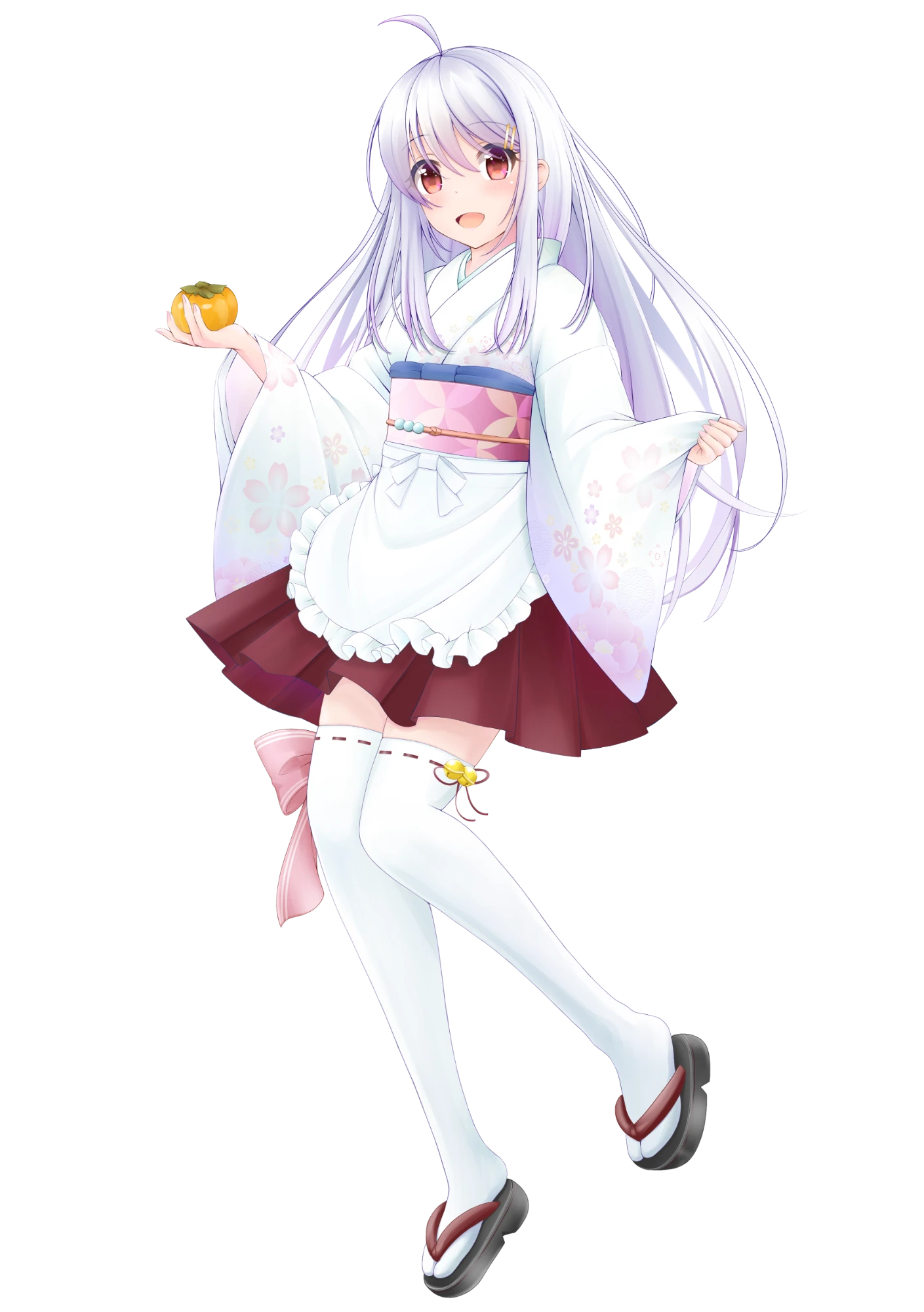 柿を手にしたおたね